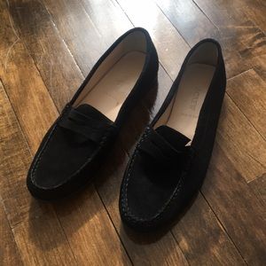 Black suede J.Crew loafers